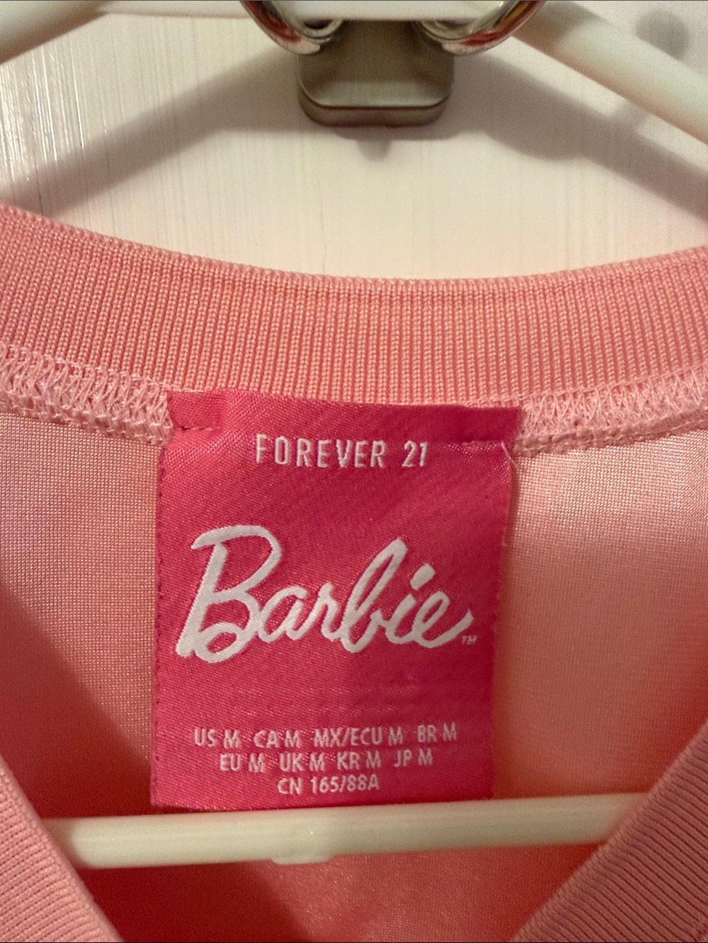Barbie Light Pink Shiny Cropped Jersey Top - Picture 2 of 3